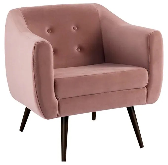 Poltrona Decorativa Cuddle Sala de Estar com Botonê e Pés Palito Veludo Rosa G17 - Gran Belo