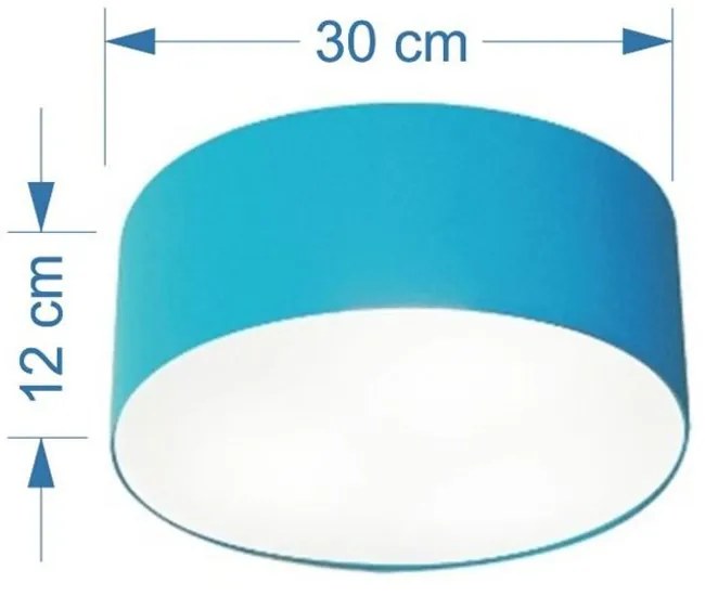 Plafon Cilíndrico Md-3010 Cúpula em Tecido 30x12cm Azul Turquesa - Bivolt