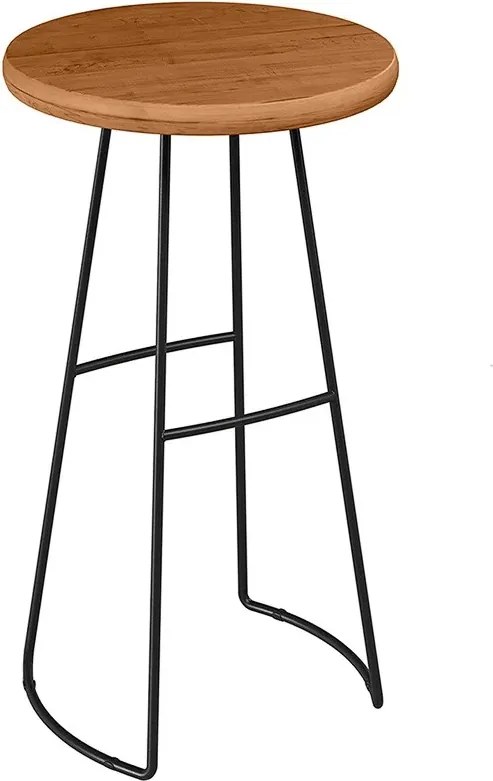 Mesa Bistrô Celeste em Tampo Redondo de Madeira com Base em Aço Carbono Preto G87 - Granbelo