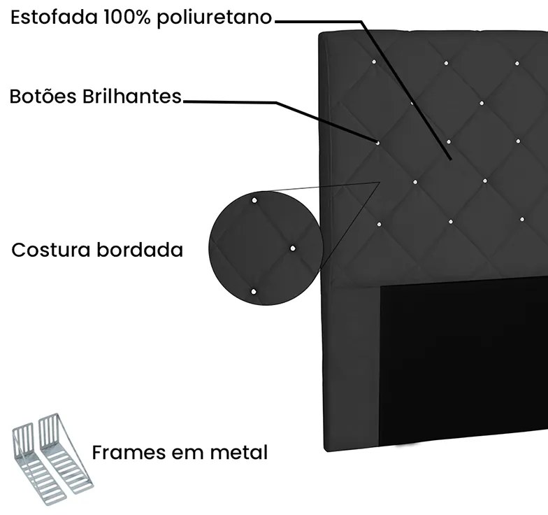 Cabeceira Cama Box Casal King 195cm Tânia Suede Preto - Sheep Estofados - Preto