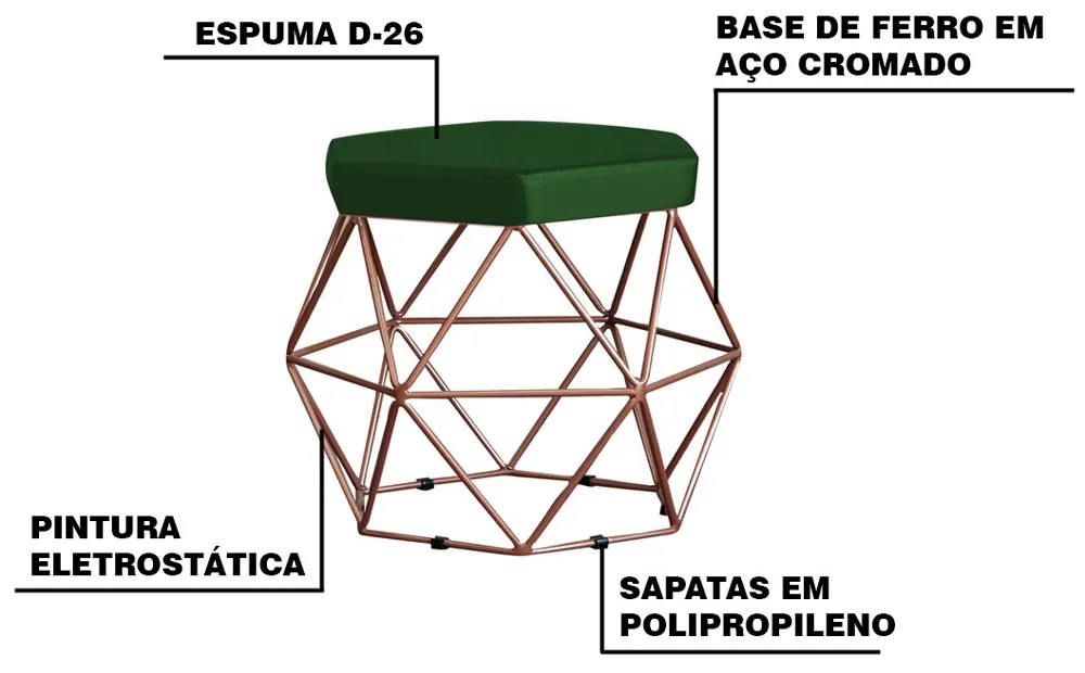 Kit 2 Puff Decorativo Base Bronze Elsa Suede Verde G41 - Gran Belo