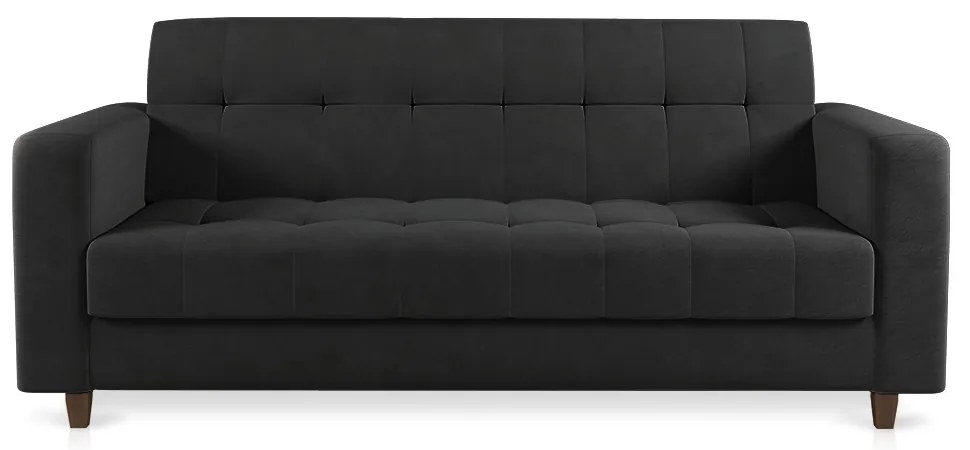 Sofá 03 Lugares Arezzo Suede Pés Chanfrado Tabaco - D'Rossi - Preto