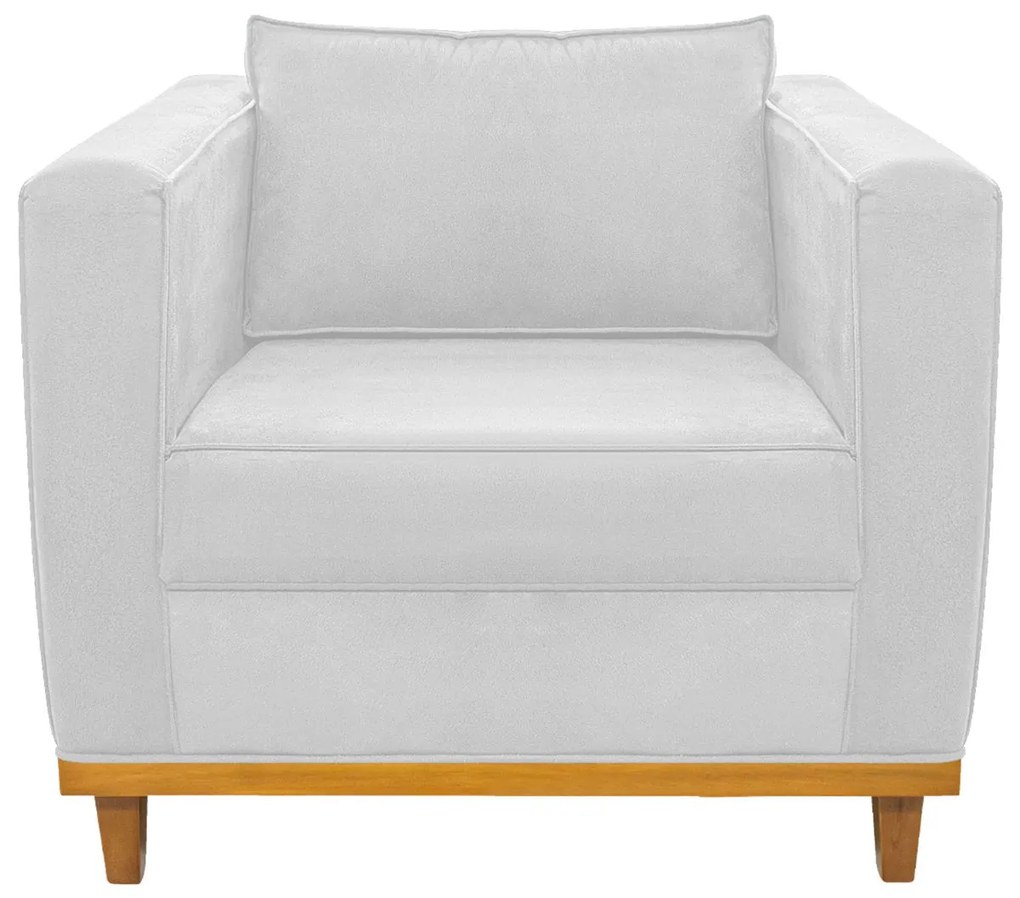 Poltrona Decorativa Europa Suede Branco ADJ Decor