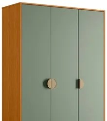 Guarda Roupa Solteiro 3 Portas 2 Gavetas 120cm Ipê Cinamomo/Sálvia - A