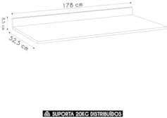 Tampo Para Balcão de Cozinha 178cm MDP Z34 Branco - Mpozenat