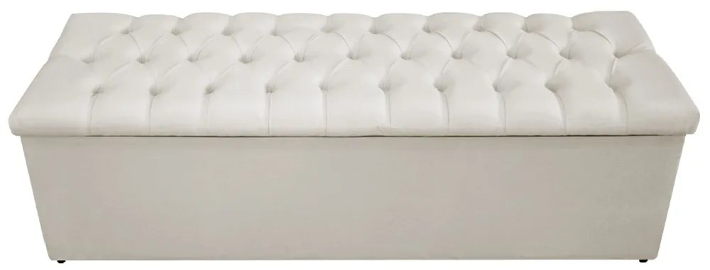 Recamier Baú Estofada Mel 195 cm King Size Com Capitonê Suede Bege - ADJ Decor