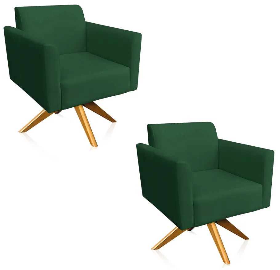 KIT 02 POLTRONAS GIRATORIA MARISA SUEDE  - Verde