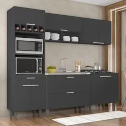 Armário de Cozinha CP05 Com Pia 100cm Pérola Z34 Preto      - Mpozenat