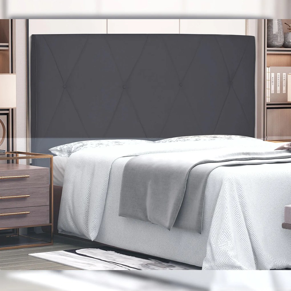 Cabeceira Decorativa 1,40M Yves Suede Cinza G63 - Gran Belo