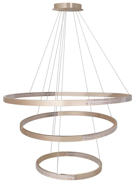 Pendente Led Tres Aros Dourado 50W 3000K Roma