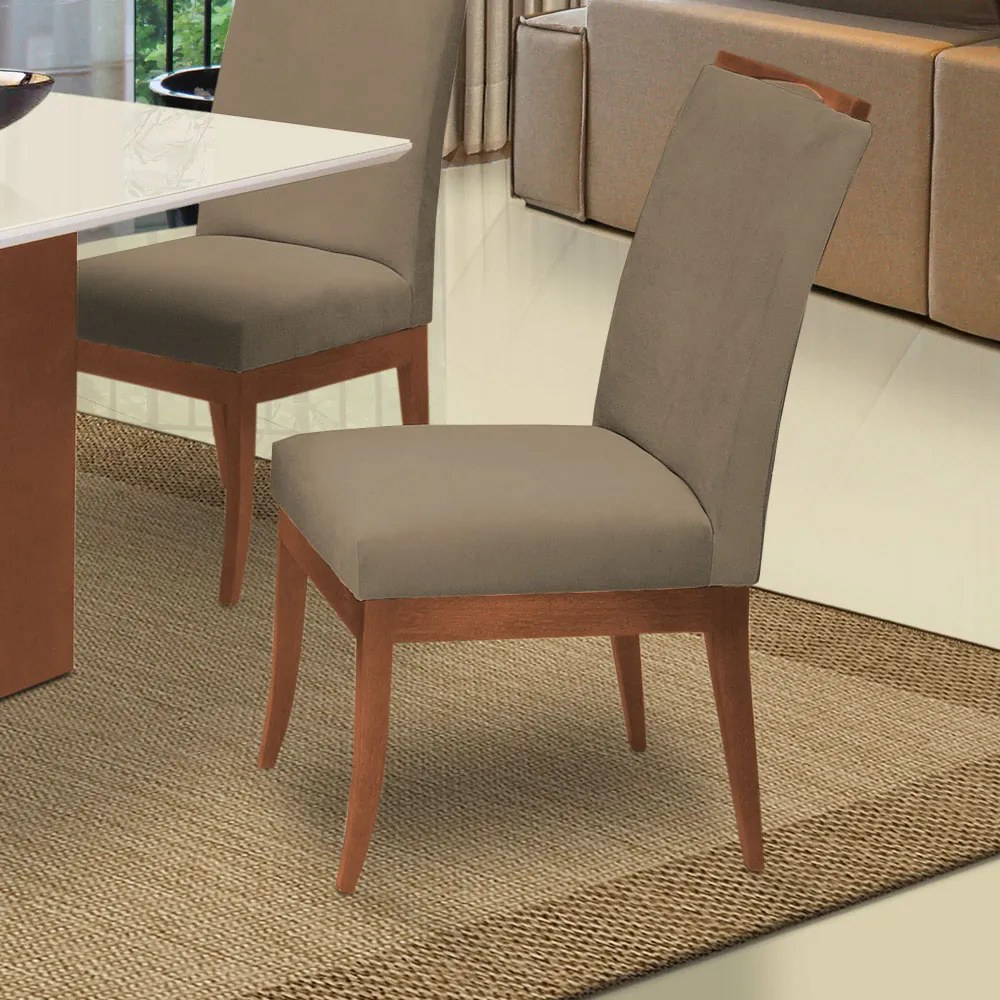 Conjunto 6 Cadeiras Sala de Jantar Lana Veludo Cappuccino