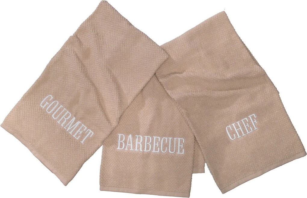 Kit 3 Panos de Prato Prime 100% Algodão Gourmet - Bege  Bege