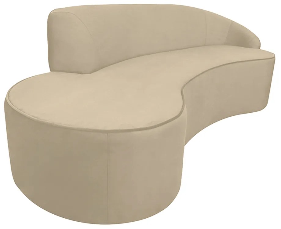 Sofá Decorativo 3 Lugares 210cm Abby Encosto Direito Curvo Veludo Creme G15 - Gran Belo