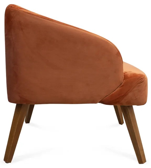 Kit 2 Poltronas Decorativas Lara Pés de Madeira Veludo Terracota - Sheep Estofados - Laranja