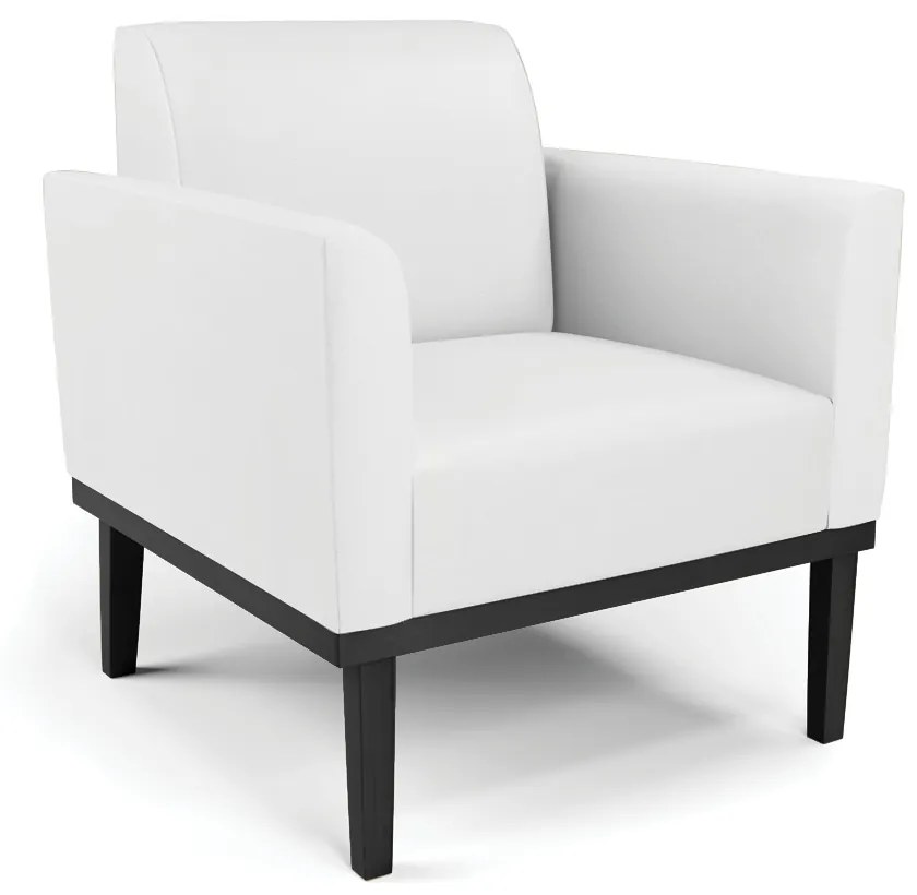 Poltrona Decorativa Isabella Pés Fixo em Madeira Preto PU Branco G19 - Gran Belo