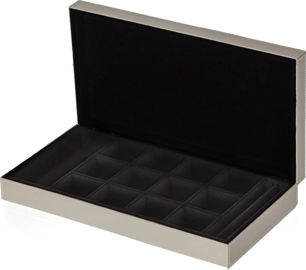 Caixa Porta Joias Sottile Casa em Couro PU Gelo - G  G