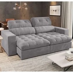 Sofá Retrátil e Reclinável 3 Lugares 200cm Viena A12 Suede Cinza - Mpo
