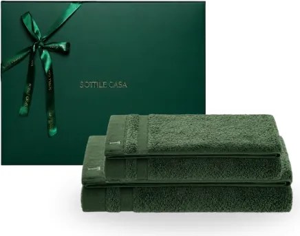Jogo de Banho 2 pçs Trussardi 100% Algodão Marini c/ Caixa de Presente Natal - Giardino Giardino