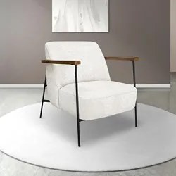 Poltrona para Sala Pés Metálicos Ellen S06 Boucle Branco - Mpozenato