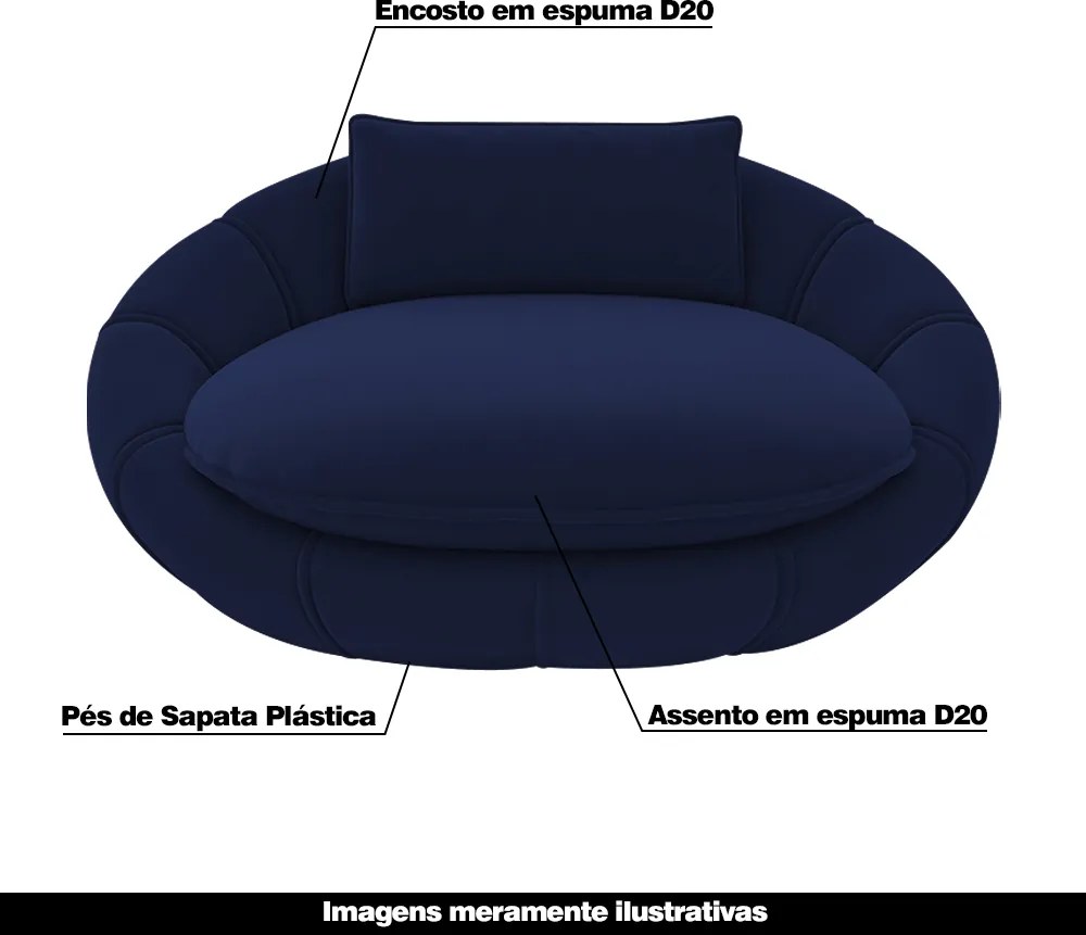 Poltrona Caminha para PET Afrodite Veludo Azul Escuro G45 - Gran Belo