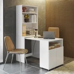 Estante Escrivaninha Para Escritório Home Office Salt Branco Z06 - Mpo