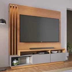 Estante Home Theater para TV 75 Pol. com LED 180cm Maitê C05 Freijó/Ci