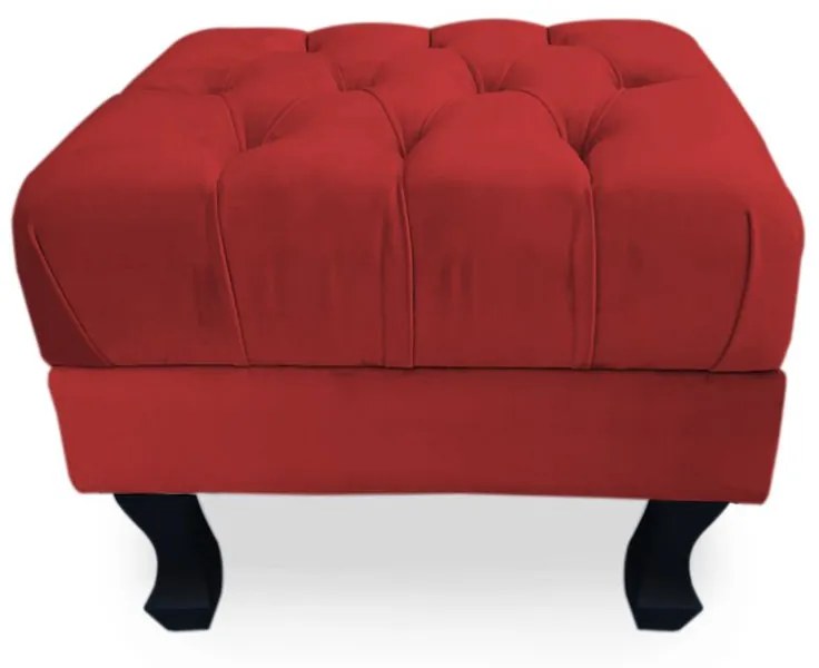 Puff Baú Decorativo Capitonê Luis XV 50x40cm Suede Vermelho - Sheep Estofados - Vermelho