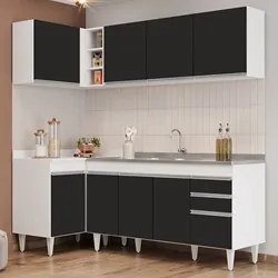 Armário de Cozinha Modulado de Canto Direito 4 Peças CP42 com Pia Inox