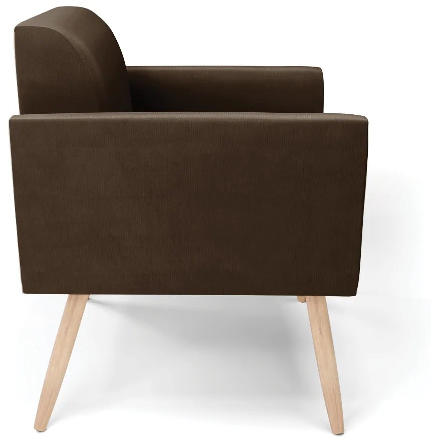 Kit 2 Poltronas Pés Palito Natural Marisa Suede Marrom D03 - DRossi