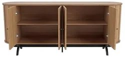 Balcão Buffet Pés Retrô 180cm 4 Portas Miles D01 Freijó/Preto Fosco -