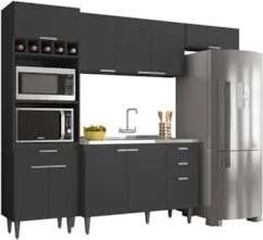 Armário de Cozinha CP04 Com Pia 120cm Pérola Z34 Preto      - Mpozenat