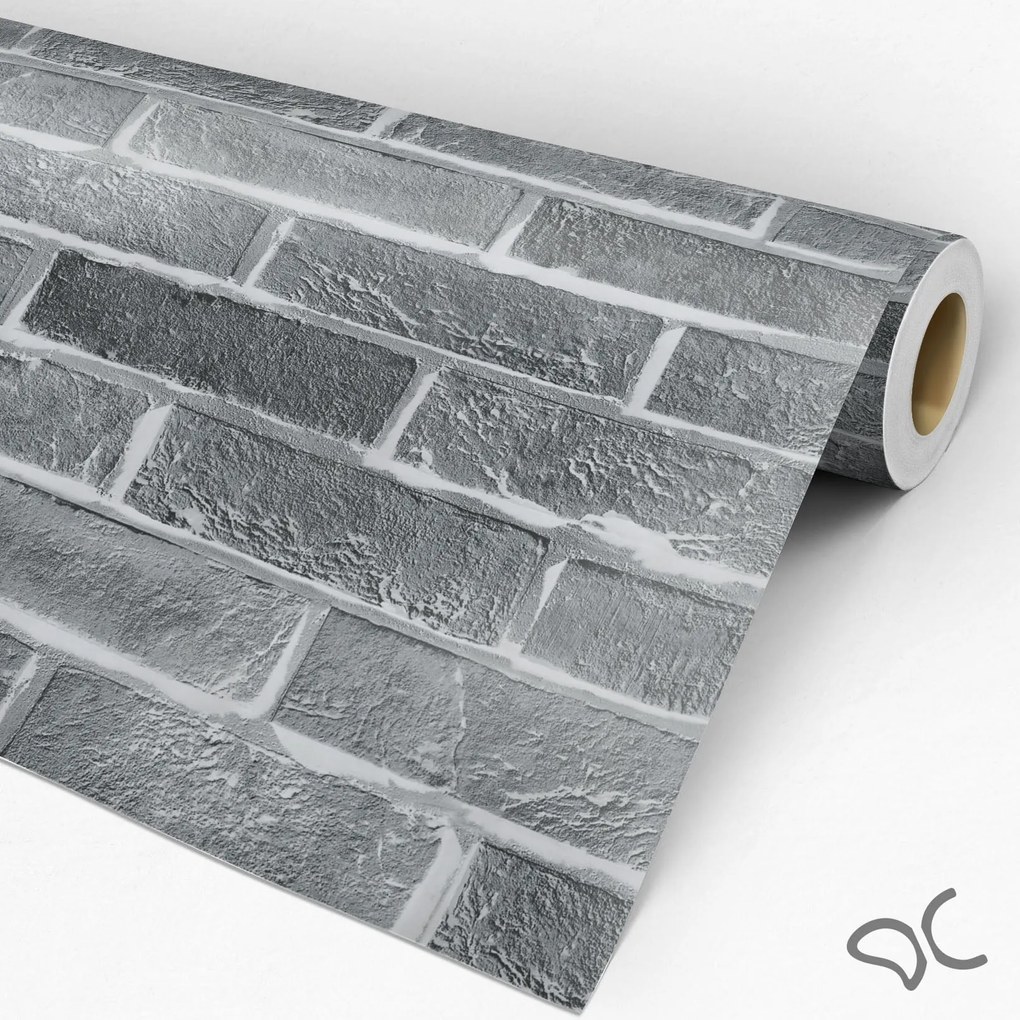 Papel de Parede Tijolo Tons de Cinza