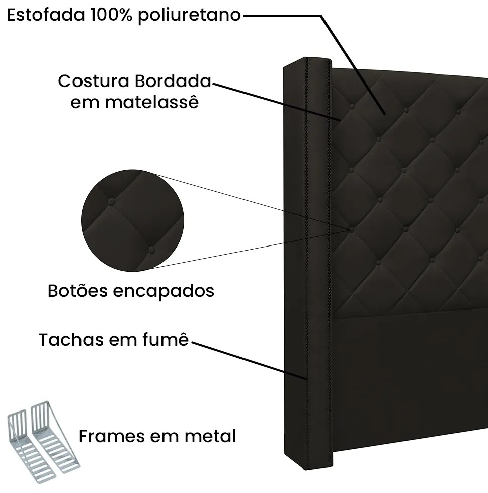 Cabeceira Cama Box Solteiro 90cm Vicenza Corano Marrom - Sheep Estofados - Marrom
