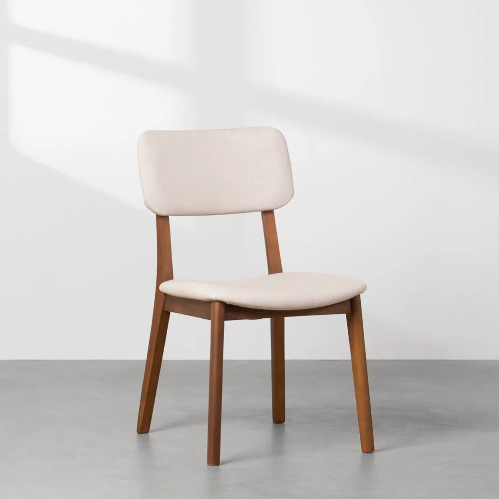 Cadeira Lalá Estofada – Nozes e Bege