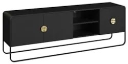 Rack Bancada Tv 70 Pol 180cm 2 Portas Mario Nero/Preto A10  - Mpozenat