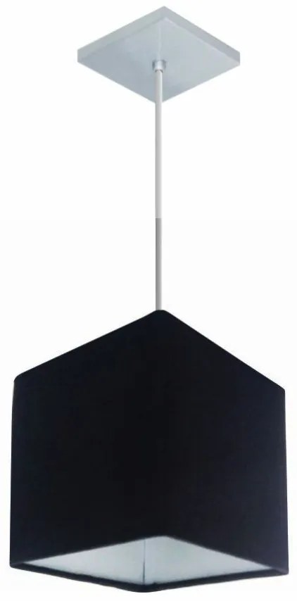 Lustre Pendente Quadrado Md-4223 Cúpula em Tecido 15/13x13cm Preto - Bivolt