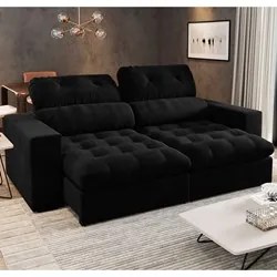 Sofá Retrátil e Reclinável 3 Lugares 200cm Viena A12 Suede Preto - Mpo