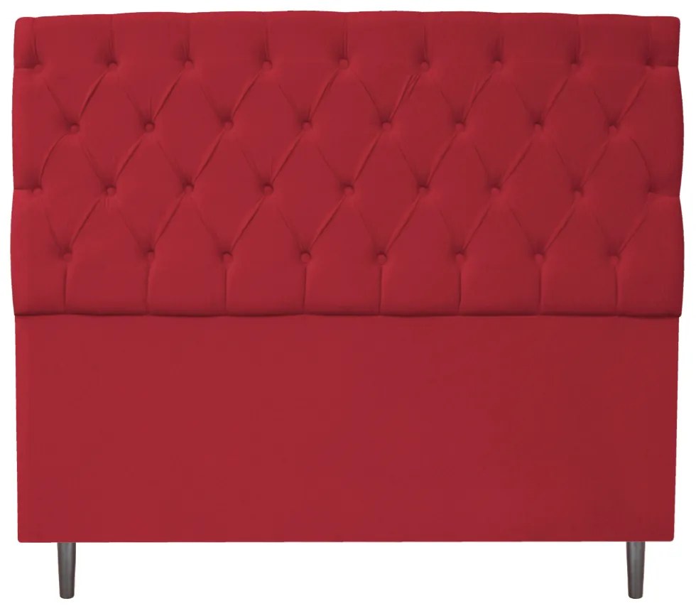 Kit Cabeceira e Calçadeira Liverpool 140 cm Casal Suede Vermelho - ADJ Decor