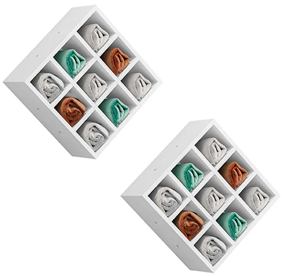 Kit 02 Nichos Porta Toalhas 09 Lugares 40x40cm Branco G01 - Gran Belo