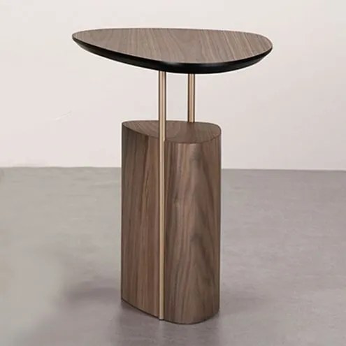 Mesa Lateral Elsinki Alta Tampo Nogueira Base Champagne - 78276 Sun House