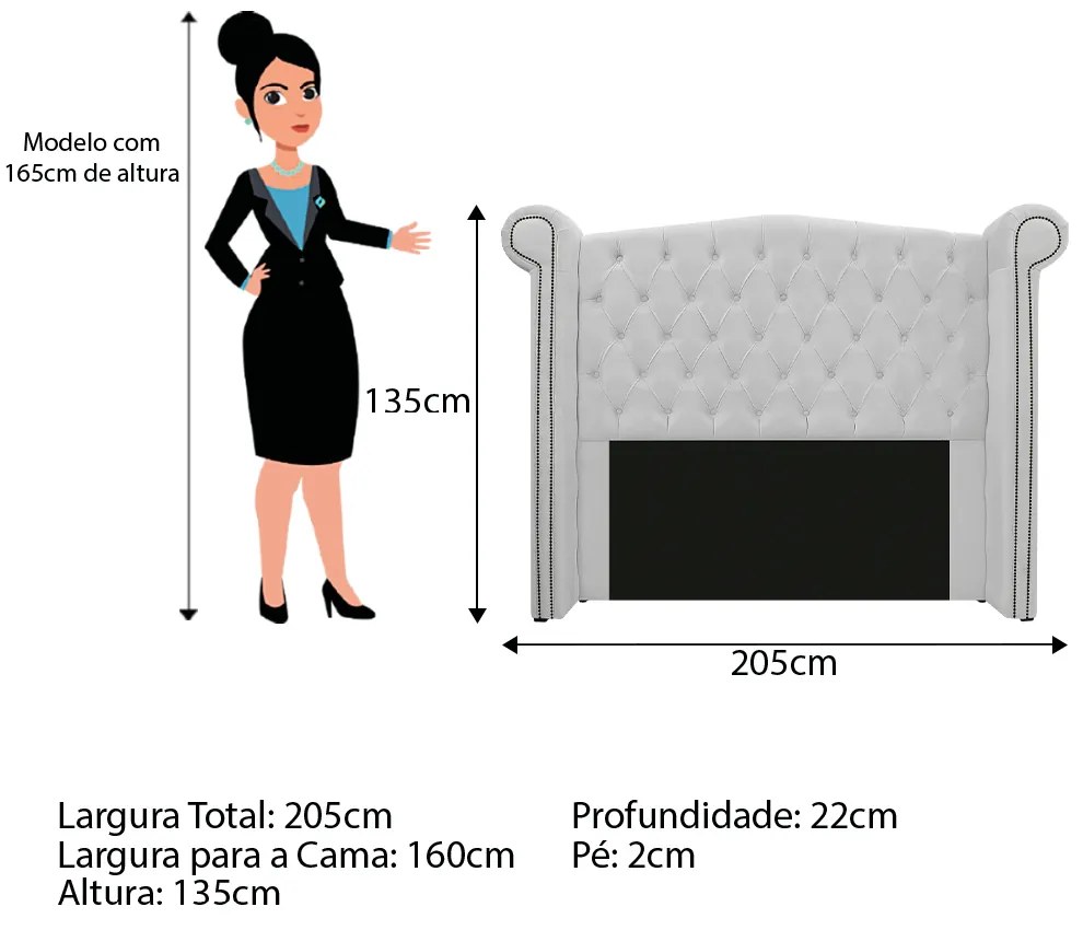 Kit Cabeceira e Calçadeira Veneza 160 cm Queen Size Corano Branco - ADJ Decor