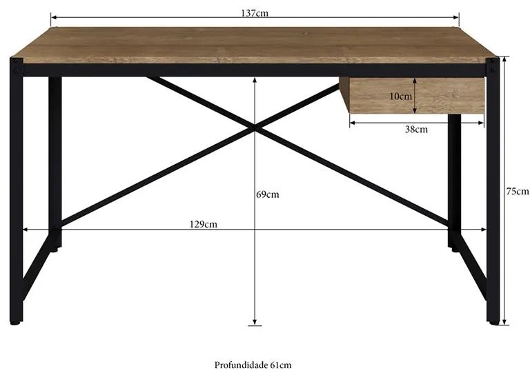 Conjunto Escrivaninha Estante Em Aço Steel Light Industrial - Vermont