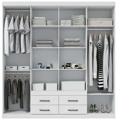 Guarda Roupa Casal Com Espelho 8 Portas 4 Gavetas Nápoles Branco - San