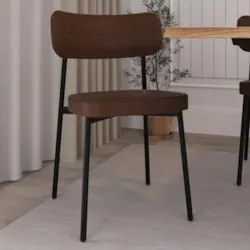 Cadeira de Jantar Estofada Fixa Ella M25 Sintético Marrom - Mpozenato