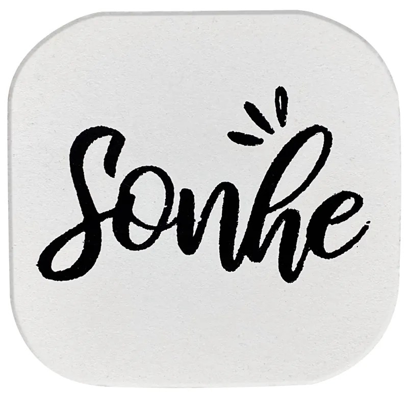 Gancho Suporte Decorativo de Madeira Sonhe Branco 6x6x5 cm - D'Rossi