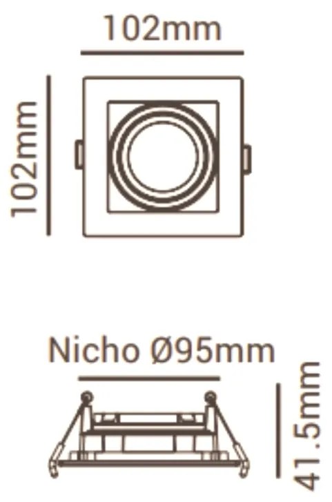 Spot De Embutir Quadrado Recuado 10,2X10,2X4,2Cm 1 X Mr16 - Preto | Op...