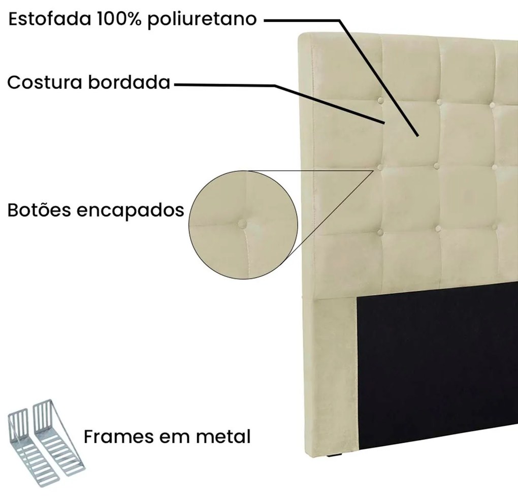 Cabeceira Estofada Polônia 90cm Solteiro Veludo - ADJ Decor