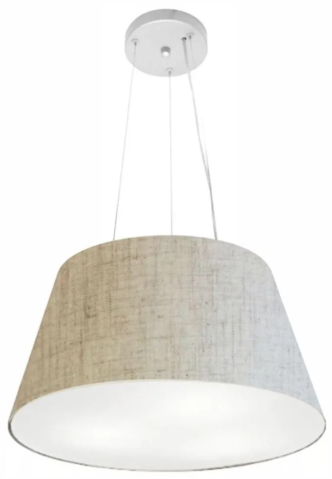 Lustre Pendente Cone Md-4001 Cúpula em Tecido 21/40x30cm Rustico Bege - Bivolt
