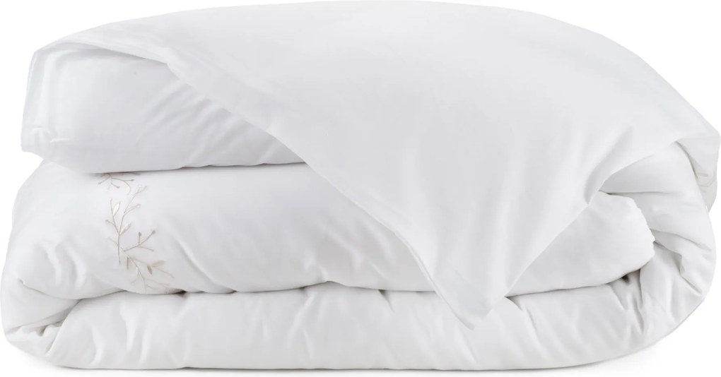 Capa de Edredom/Duvet Literie Cetim 300 Fios Aurore Branco e Dourado - Casal  Casal