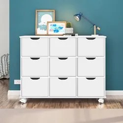Nicho Organizador 9 Gavetas com Rodízios Branco - Qmovi
